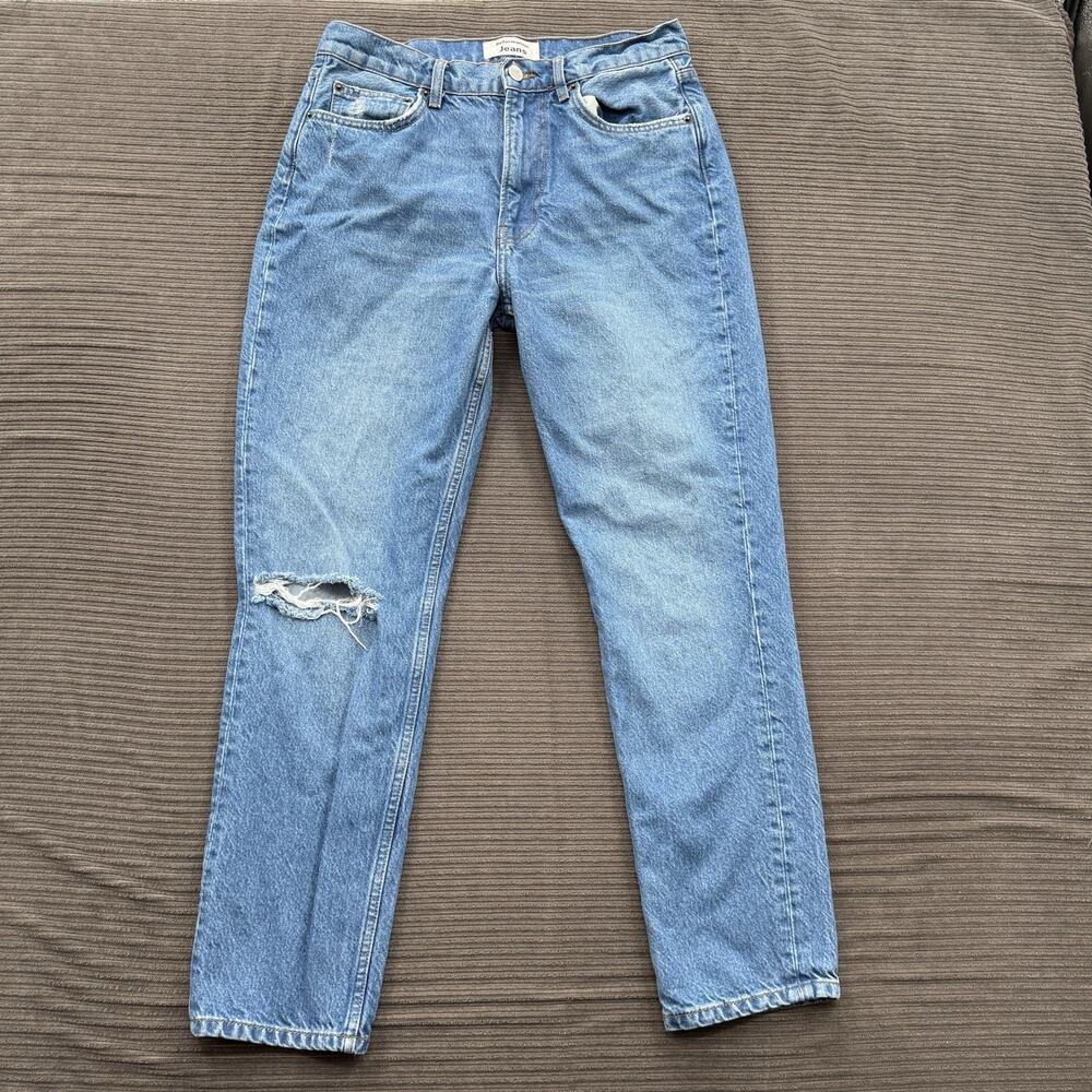 Reformation Julia High Cigarette Jeans Women 29 Blue Distressed Comfort Designer